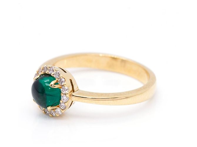 Autre Marque Anello d'oro, Brillante e Smeraldo Verde - vista 3