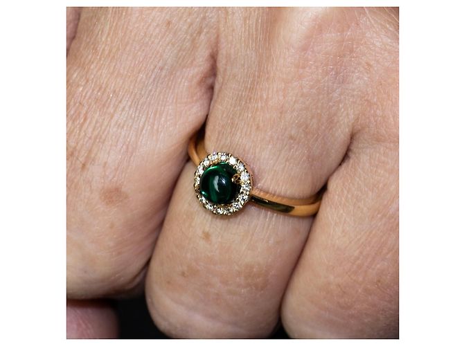 Autre Marque Anello d'oro, Brillante e Smeraldo Verde - vista 4