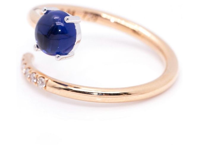 Autre Marque Anello con zaffiro, oro e diamanti Blu navy - vista 4