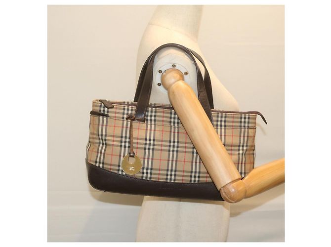 BURBERRY Borsa a Mano Nova Check Tela Beige Auth 61346 - vista 21