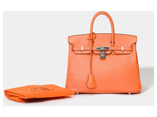 Hermès Borsa HERMES BIRKIN 25 in Pelle Arancione - 101568 - vista 2