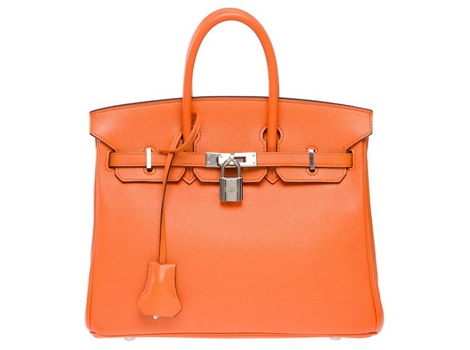 Hermès Borsa HERMES BIRKIN 25 in Pelle Arancione - 101568 - vista 3