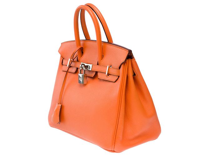 Hermès Borsa HERMES BIRKIN 25 in Pelle Arancione - 101568 - vista 5