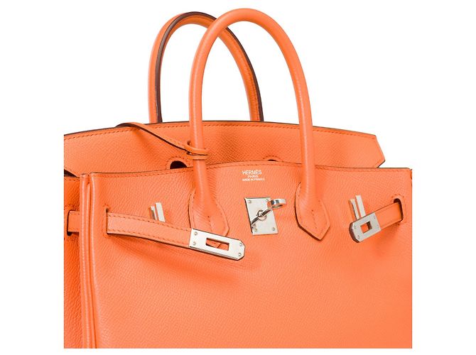Hermès Borsa HERMES BIRKIN 25 in Pelle Arancione - 101568 - vista 7