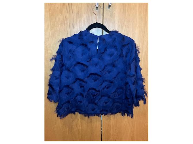 Autre Marque H&M Blusa azul oscuro con drapeado - vista 3