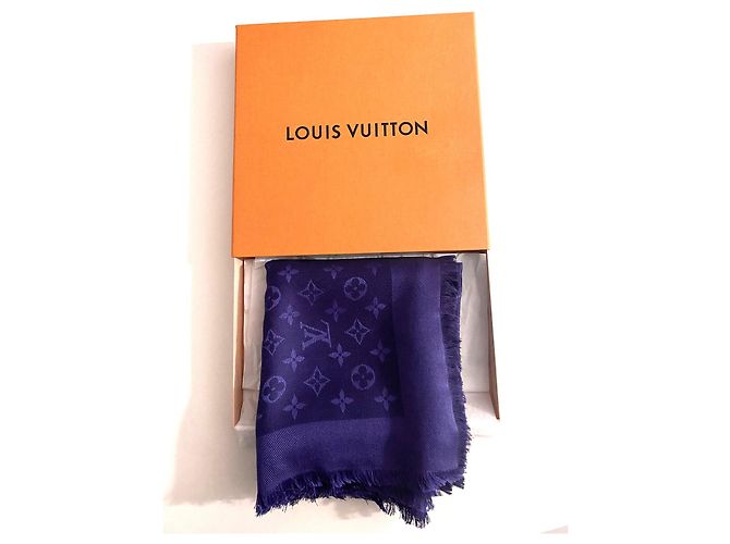 Louis Vuitton Klassischer Monogramm-Schal Mitternachtsblau Marineblau - Ansicht 2