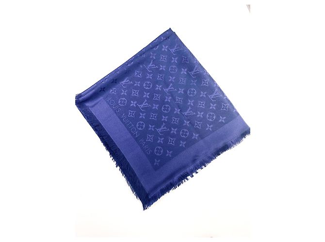 Louis Vuitton Klassischer Monogramm-Schal Mitternachtsblau Marineblau - Ansicht 4