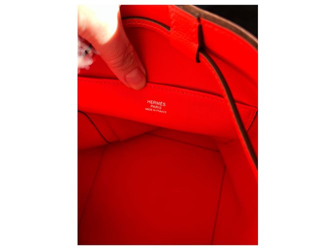 Borsa a secchiello Hermès Halter 17 in pelle arancione - vista 3