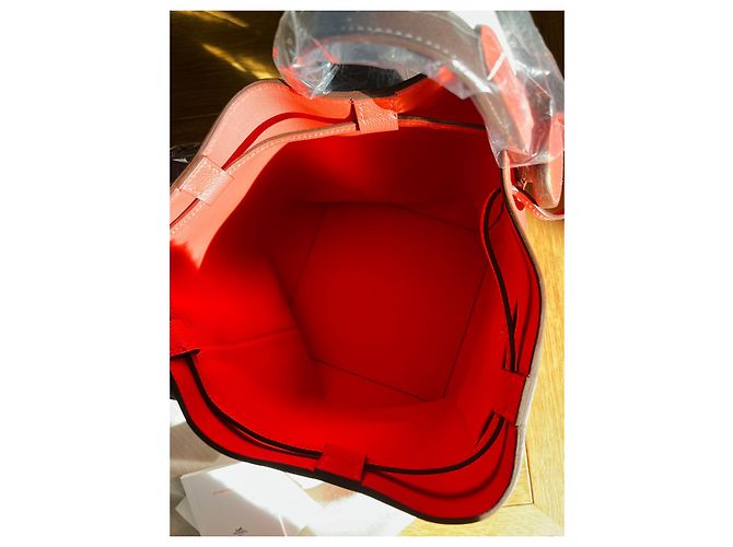 Borsa a secchiello Hermès Halter 17 in pelle arancione - vista 4