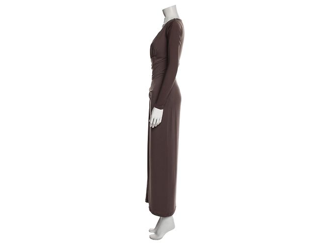 Abito da sera drappeggiato color talpa di Vera Wang Taupe - vista 2