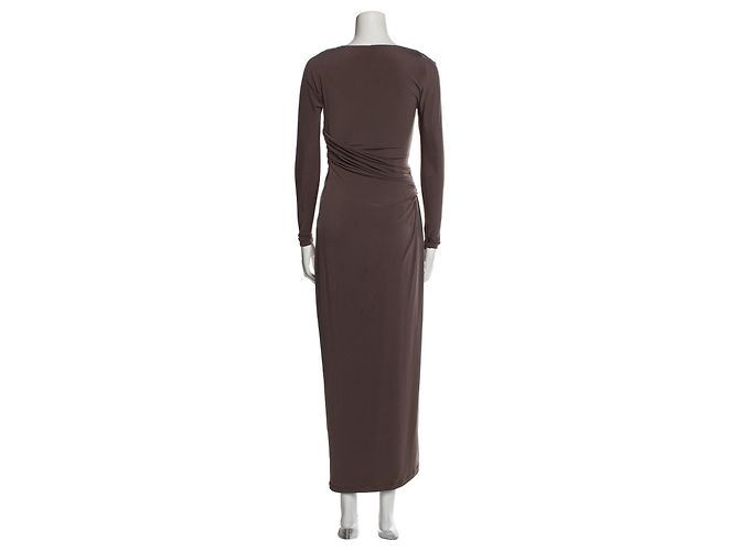 Abito da sera drappeggiato color talpa di Vera Wang Taupe - vista 3