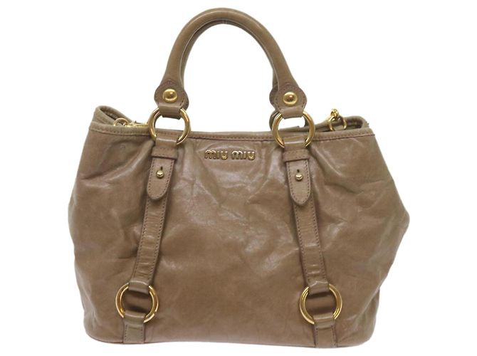 Miu Miu Borsa a Mano in Pelle 2modo Brown Auth bs10362 - vista 13