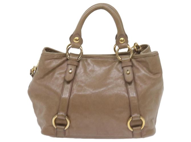 Miu Miu Borsa a Mano in Pelle 2modo Brown Auth bs10362 - vista 2