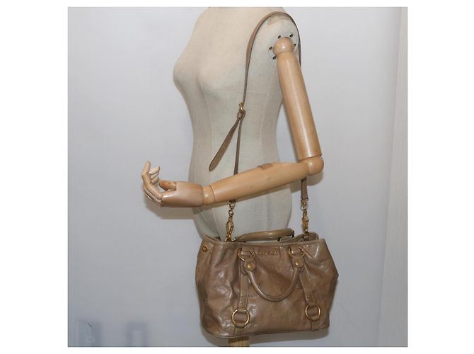 Miu Miu Borsa a Mano in Pelle 2modo Brown Auth bs10362 - vista 24