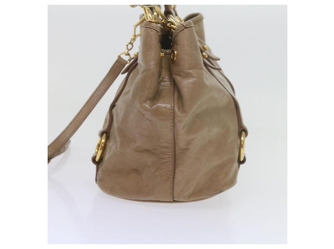 Miu Miu Borsa a Mano in Pelle 2modo Brown Auth bs10362 - vista 3
