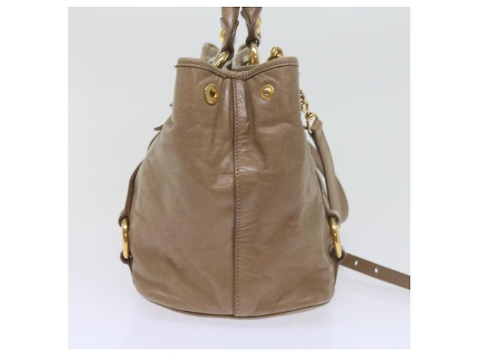 Miu Miu Borsa a Mano in Pelle 2modo Brown Auth bs10362 - vista 4