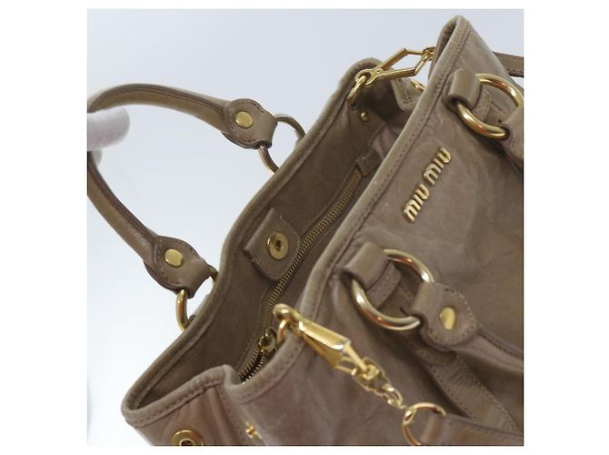 Miu Miu Borsa a Mano in Pelle 2modo Brown Auth bs10362 - vista 6