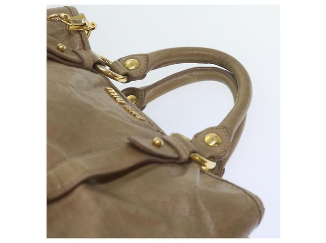 Miu Miu Borsa a Mano in Pelle 2modo Brown Auth bs10362 - vista 8