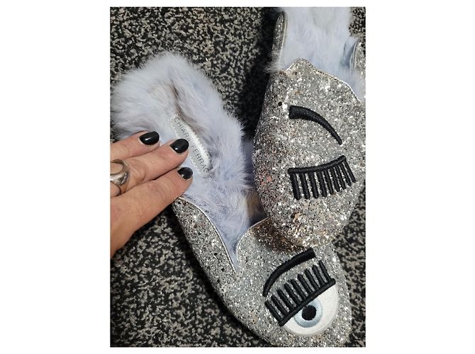 Chiara Ferragni Pantoletten Angora Silber Grösse 39 - Ansicht 2