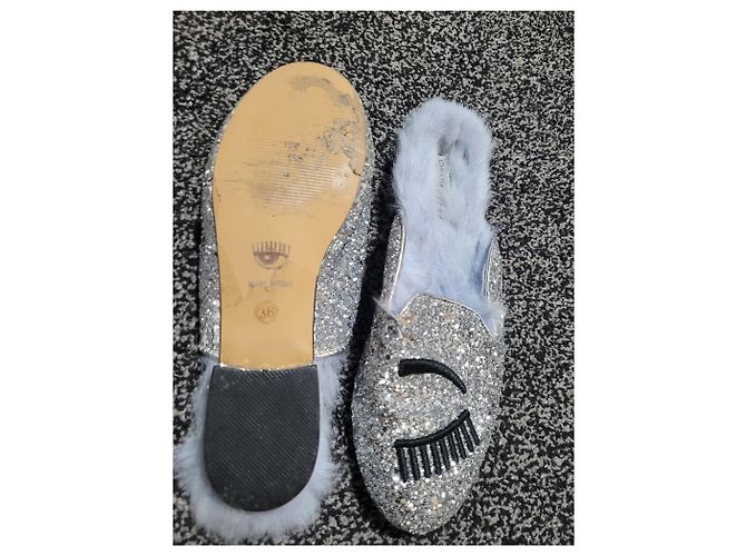 Chiara Ferragni Pantoletten Angora Silber Grösse 39 - Ansicht 3