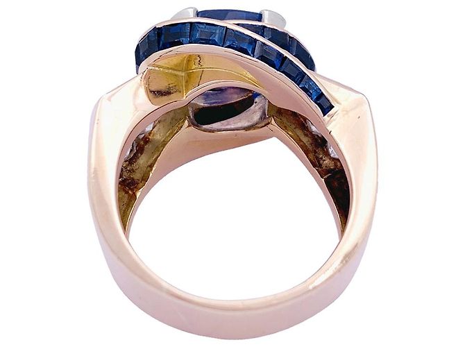 inconnue Roségold-Panzerring, Diamanten, Saphiren. - Ansicht 3