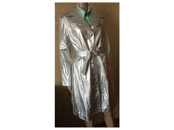 Autre Marque The Mighty Company Lederjacke Silber Metallic Größe M - Ansicht 3