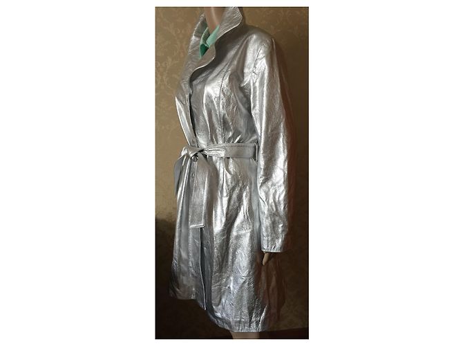 Autre Marque The Mighty Company Lederjacke Silber Metallic Größe M - Ansicht 4