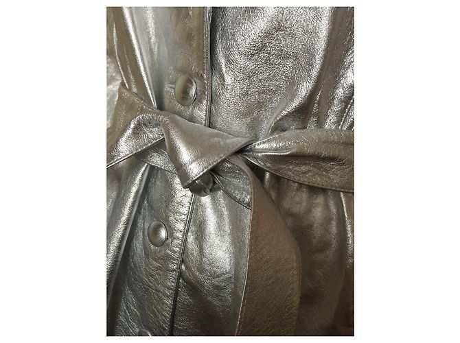 Autre Marque The Mighty Company Lederjacke Silber Metallic Größe M - Ansicht 5