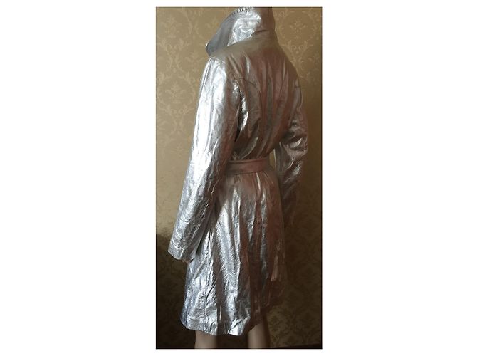 Autre Marque The Mighty Company Lederjacke Silber Metallic Größe M - Ansicht 6