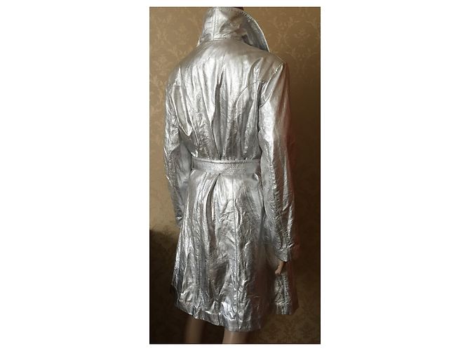 Autre Marque The Mighty Company Lederjacke Silber Metallic Größe M - Ansicht 7