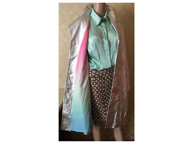 Autre Marque The Mighty Company Lederjacke Silber Metallic Größe M - Ansicht 8