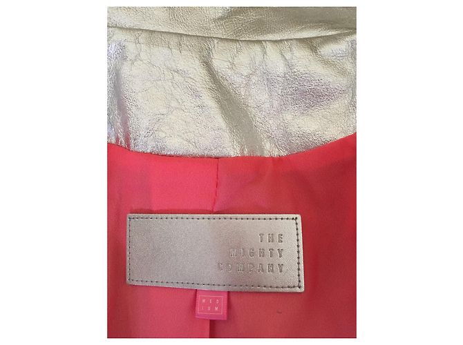 Autre Marque The Mighty Company Lederjacke Silber Metallic Größe M - Ansicht 9