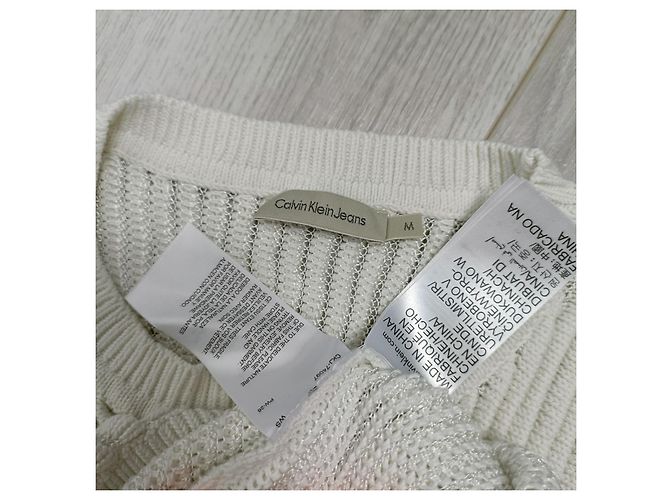Calvin Klein Malha Branca de Algodão e Viscose M Branco - vista 3