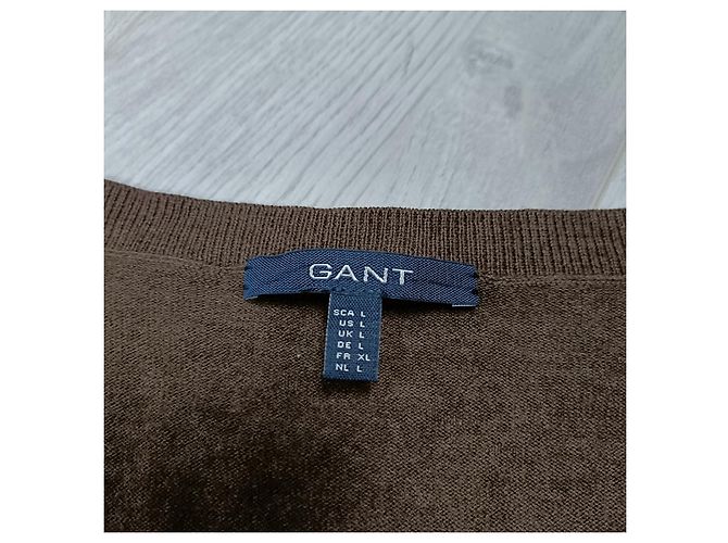 Autre Marque Gant Strickpullover Braun aus Baumwolle und Merinowolle - Ansicht 3