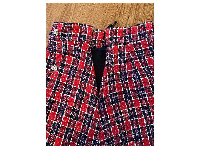 Gonna midi in tweed Gucci rossa blu navy e bianca Multicolore - vista 4