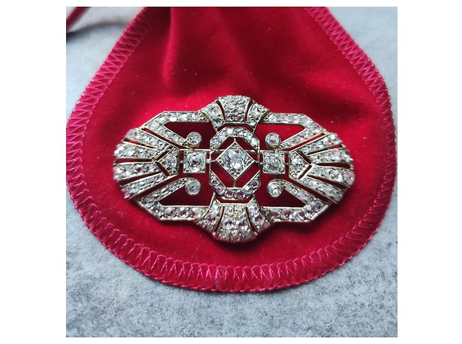 Autre Marque Spilla Art Déco in oro bianco e diamanti Argento - vista 2