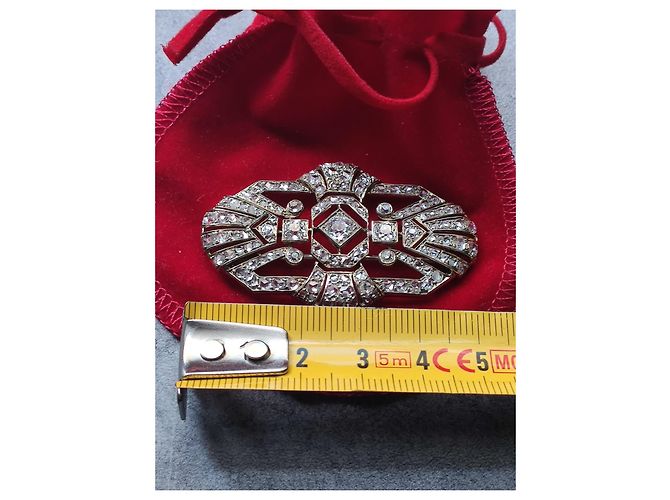 Autre Marque Spilla Art Déco in oro bianco e diamanti Argento - vista 3