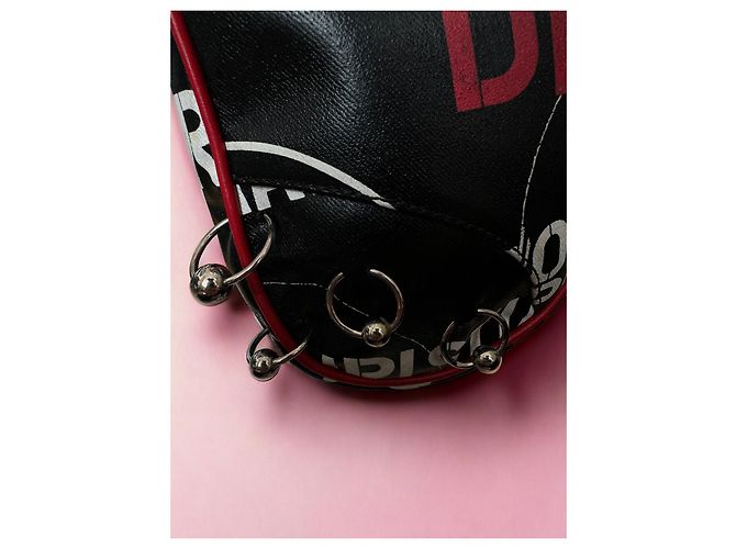 Borsa Christian Dior Saddle Nera e Rossa in Pelle Nero Rosso - vista 11