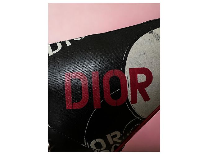 Borsa Christian Dior Saddle Nera e Rossa in Pelle Nero Rosso - vista 3