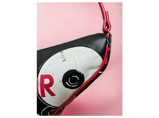 Borsa Christian Dior Saddle Nera e Rossa in Pelle Nero Rosso - vista 4