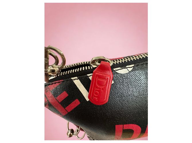Borsa Christian Dior Saddle Nera e Rossa in Pelle Nero Rosso - vista 5