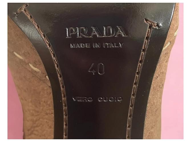 Stivali Prada in camoscio camel Cammello - vista 3