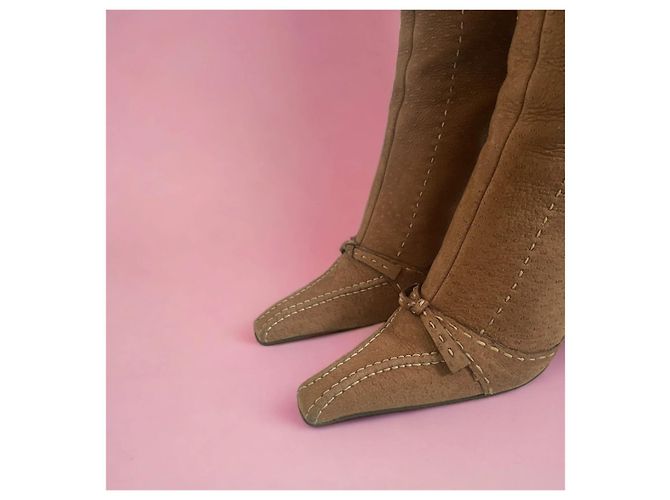 Stivali Prada in camoscio camel Cammello - vista 5