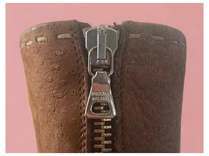 Stivali Prada in camoscio camel Cammello - vista 6