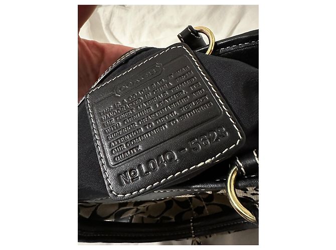 Borsa shopping Coach nera e beige in tela Nero - vista 13