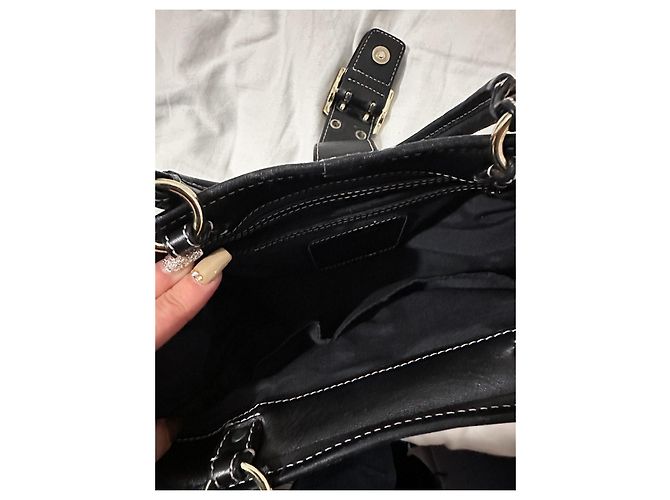 Borsa shopping Coach nera e beige in tela Nero - vista 14