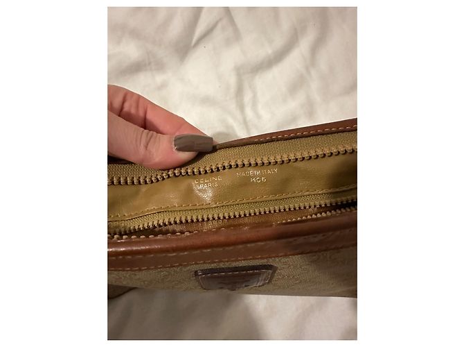 Pochette Céline Triomphe Marrone Pelle e Tela Beige Marrone chiaro Marrone scuro - vista 11