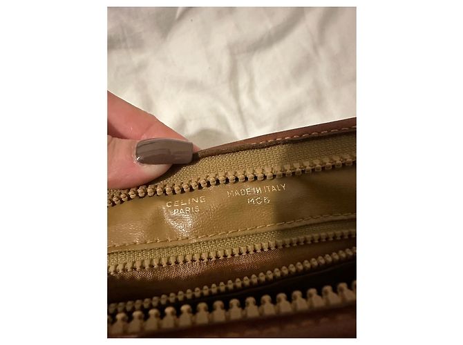 Pochette Céline Triomphe Marrone Pelle e Tela Beige Marrone chiaro Marrone scuro - vista 12