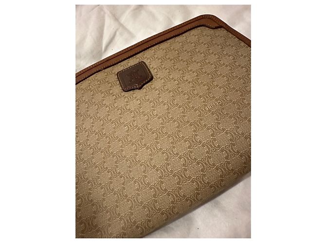Pochette Céline Triomphe Marrone Pelle e Tela Beige Marrone chiaro Marrone scuro - vista 13