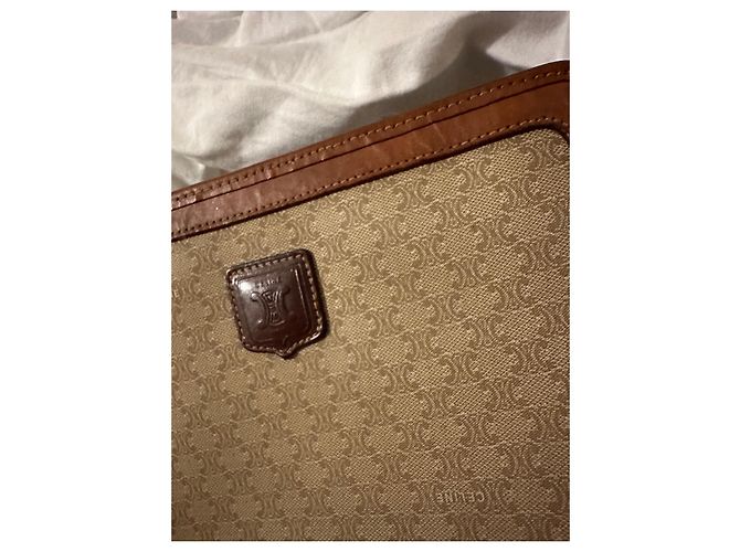 Pochette Céline Triomphe Marrone Pelle e Tela Beige Marrone chiaro Marrone scuro - vista 4